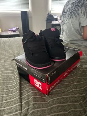 DC Black and Pink High-Top Kids Sneakers